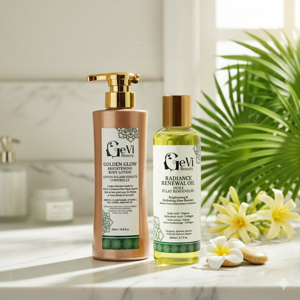 DUO Radiance Golden Glow body lotion and body oil
