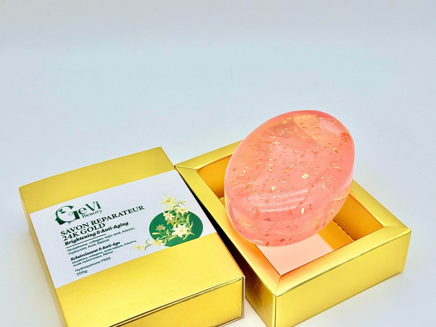 24K Gold Brightening Face and Body Soap 200g - GeVi Beauty