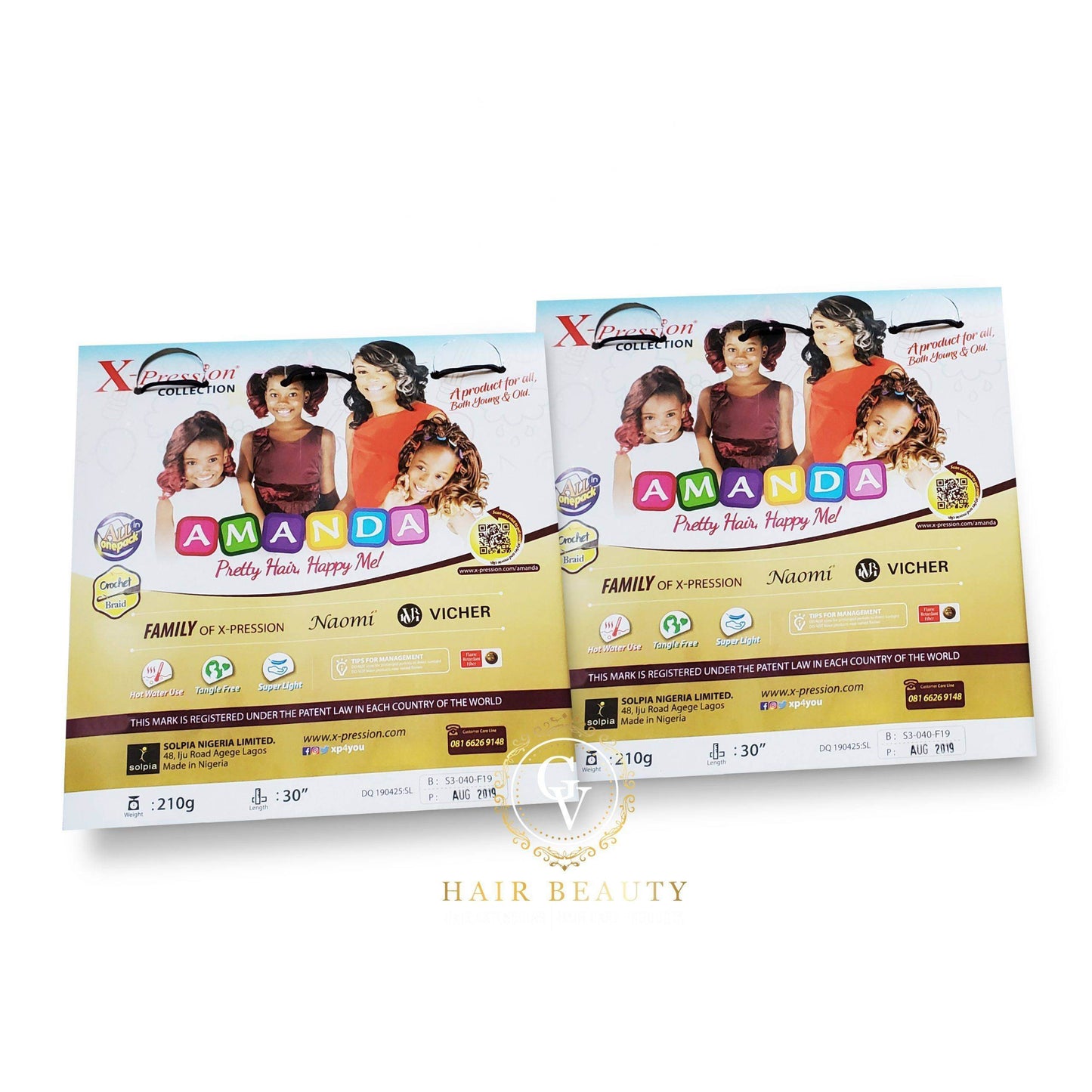 X-pression AMANDA-with Spiral Curl Pre-stretched Hair 30" for Crochet and Braids GV Hair Beauty 