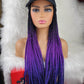 Satin Lined Braided Hat Wig (1b/Purple/blue) - GeVi Beauty 
