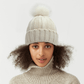 Satin Lined Beanie with Fur Pompom - GeVi Beauty 
