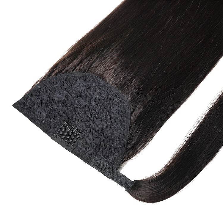 Wrap Around Straight Human Hair Ponytail - GeVi Beauty 